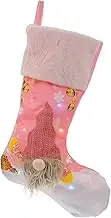 KOMBIUDA Xmas Party Essential: Led Christmas Stocking Candy Bag Decor Boys and Girls' Christmas Present Pink No Battery Required