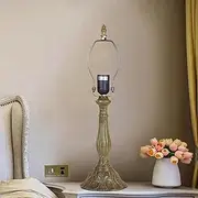 Tiffany Style Table Lamp Base Replacement, Only Alloy Lotus Pattern Lamp Holder, Lighting Socket, 18-Inch Height, for 12 Inch Tiffany Style Stained Glass Lampshade KeYJ