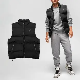 Nike 背心 Jordan Essential 男款 黑 白 立領 保暖 拉鍊口袋 喬丹 防風 外套 FB7308-010
