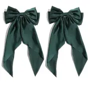 Satin Bow Hair Clips for Women,Big Green Hair Bows Hair Slides Metal Clips