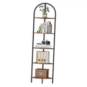 5-Tier Corner Shelf Stand, Wall Corner Bookshelf with Metal Frame, Bathroom