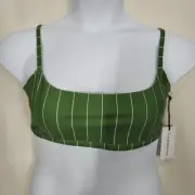 WeWoreWhat Green/White Pinstripe Cami Bra Top Large