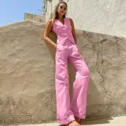 Womens Summer Vest Pants Cotton Vest Mini Suit Set Summer Vacation Two-piece Set