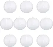 GWHOLE 10 inch Paper Lanterns Round Hanging Lamp Shade Lanterns - White (10 PCS)