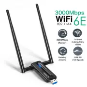 WiFi 6E Wireless Network Card 3000Mbps USB 3.0 WiFi Adapter Tri-Band 2.4G 5G 6G