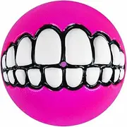 Rogz Grinz Fetch Treat Dispensing Ball Dog Toy Pink Medium