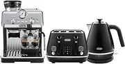 De'Longhi Distinta Moments & La Specialista Arte Breakfast Collection, Set Includes, La Specialista Arte Manual Coffee Machine, 4 Slice Toaster, Electric Kettle, Black