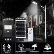 70W Solar Street Light PIR Sensor Dusk-Dawn Area Security Road Lamp+Remote+Pole