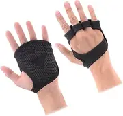 MOBUTOFU Ventilated Weight Lifting Gloves for Fitness Non Slip Palm Sleeve for Cross Training Pull Ups Breathable Protective Workout Mitts for Men Women Black