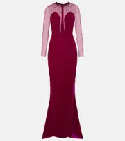 [Miss Sohee] Miss Sohee Embellished cotton-blend velvet gown AU 10 pink