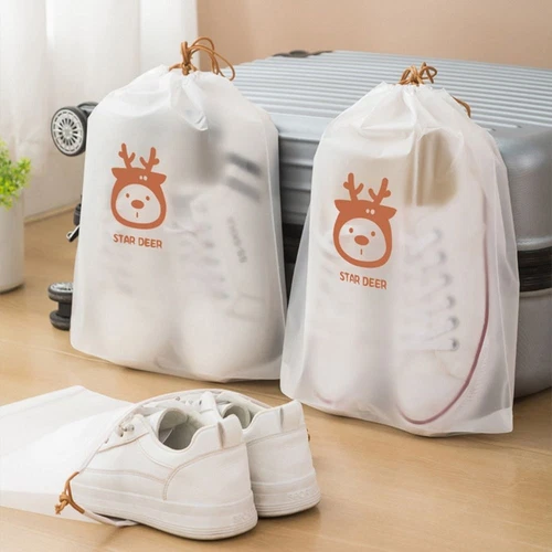 10Pcs Dust-Proof Drawstring Bag Transparent Waterproof Pocket Travel Shoe Bag