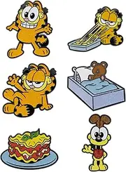 [Buckle-Down] Garfield Mystery Enamel Pin Blind Box Series, Garfield Standing, Garfield Lounging, Garfield Eating Lasagna, a Lasagna Plate, Odie Waving, or Pooky Teddy Bear, One Size, Metal, no gemstone