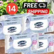 14-Pack Sorbent Hypoallergenic Flushable Wipes – 40 Count, Fast 2-Day Delivery |