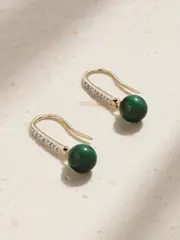 [Mateo] Mateo - 14-karat Gold, Malachite And Diamond Earrings - One size One size Gold