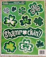 Static Window Clings St Patricks Day Green Clovers Shamarockin New