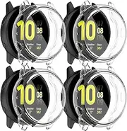 Amzpas [4 Pack] Compatible with Samsung Galaxy Watch Active 2 Screen Protector Case 44mm, Soft TPU Full Around Cover for Samsung Galaxy Active 2 Smartwatch (Clear, Clear, Clear, Clear, 44mm)