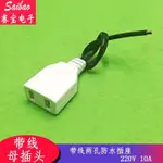 （3條裝）帶線兩孔插座母頭 220V 10A 監控電源箱室外防水插座 電源母插頭 S