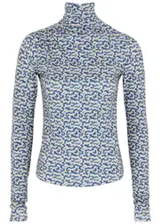 Isabel Marant étoile Lou Printed Stretch-jersey top - Blue - 14 14