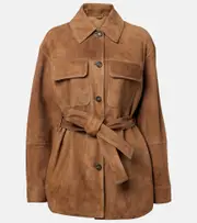 [Brunello Cucinelli] Brunello Cucinelli Belted suede field jacket AU 6 brown