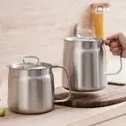 T# 1.5/2L Fry Kitchen Pot Large Capacity Stainless Steel Deep Frying Pot Leak-pr
