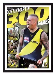 Framed 2024 Richmond Tigers AFL 300 Games Poster - Dustin Martin - 84cm x 59.5cm