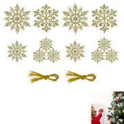 72pcs Plastic Snowflake Hanging Ornaments for Christmas Tree Party Home Decorations-Gold