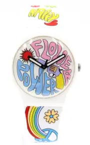 New Swiss Swatch Bioceramic POWER OF PEACE White Silicone Watch 40mm SO32W107