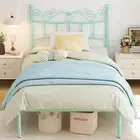 Twin Bed Frames with Headboard, Elegant Metal Bed Frame for Kids Girls, Moder...