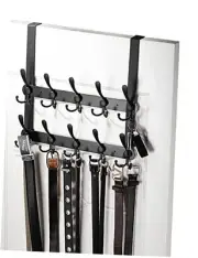 Over The Door Tri Hook Door Hanger, Belt Organizer Rack, 30 Coat Hooks, 2-Tier