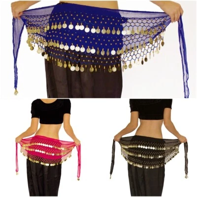 Devs Costumes Belly Dance Coin Belt Wrap Chiffon Hip Scarf One Size AU $14