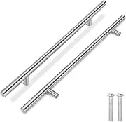 T Bar Handle Pull Knobs 16" Hardware Set Stainless Steel Kitchen Door Cabinet Drawer Furniture Appliance Euro Style with Mounting Screws, Stainless-Steel