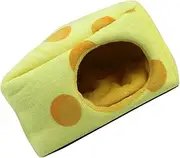 BUGUUYO Cartoon Cake Shaped Plush Bed for Hamsters Rats Hedgehogs Warm Windproof Nest for Small Pets Adorable Cage Decoration Cozy Hideaway for Winter Comfort