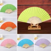 Blank Chinese Folding Bamboo Fan Retro Hand Held Paper Fans Wedding Party Favour