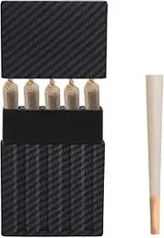 [SZBTKBEST] 5-Hole King Size Pre-roll Cone Holder Case,Cigarette Case Cigar Holder.for Regular Size Cigarettes & King Size,The Smoke Flask,Smell Proof Container Box (Carbon Fiber)