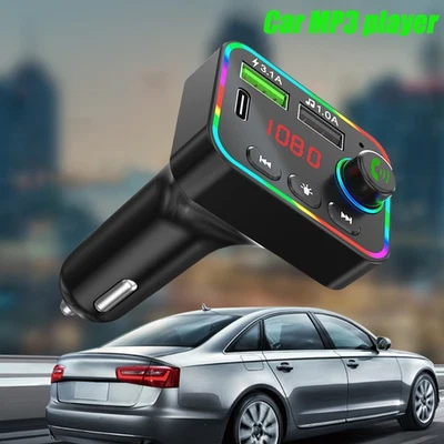 Bluetooth FM Transmitter Fast Charging Car Radio Adapter with USB/PD Ports guRbg