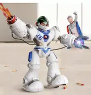 Large RC Robot Toys for Kids Soft Darts Shooting Remote Control Robot w/ Gripper