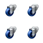 3.5 Inch SS Solid Polyurethane Wheel Swivel Bolt Hole Caster Set Service Caster