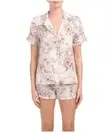 NWT RACHEL ASHWELL 100% Linen Floral Shabby Chic Lounge Pajama 2PC Set SMALL S