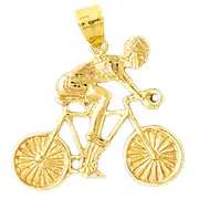 14K Gold Bicycle and Rider Pendant