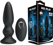 Black Mr Play Powerful Vibrating Anal Plug Butt Prostate Massager Waterproof