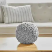 14 Inch Light Gray Boucle Ball Shape With Microgel Feather-Like Insert Pillow