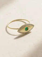 [Jennifer Meyer] Jennifer Meyer - Medium Evil Eye 18-karat Gold, Diamond And Emerald Ring - 6 6 Gold