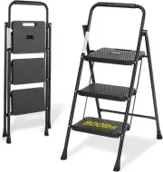 3 Step Ladder Folding Step Stool Ladder w/ Handgrip & Wide Pedal Home Indoor