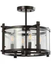 JONATHAN Y Hampdon 15in Modern Drum LED Flush Mount