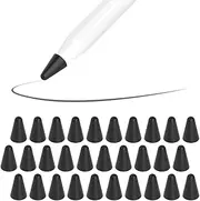 30 PCS Paper Feel Silence Covers for Apple Pencil Tips, Protects Both Tip and Screen, Ultra-Thin Silicone, 30 Black Covers for Apple Pencil 1/2 Gen