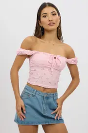 Pink Eyelet Top Sleeveless - Size 16XL, Women's Singlet