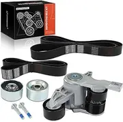 Engine Serpentine Belt Drive Kit Compatible with Western Star 4900EX 2010, 4900FA 2010, 4900SA 2009-2010 - 14.8L