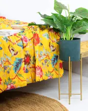 Linen Connections Vintage Handmade Kantha Floral Cotton Quilt Throw Bedspread Block Print Quilt Indian Quilt Comforter Duvet Cover Quilt - 006