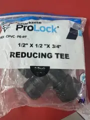 (2-Pk) SharkBite Push-to-Connect Reducing Tee Fitting Plastic 1/2" x 1/2" x 3/4"