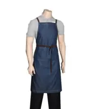 Blue Cross Over Denim Bib Apron with pocket